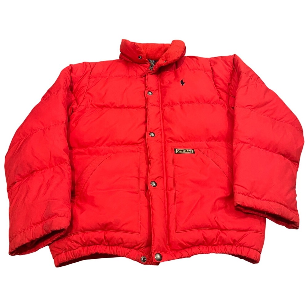 Polo Ralph Lauren Puffer Jacket Boys L 14-16 Red Down Fill Quilted Coat